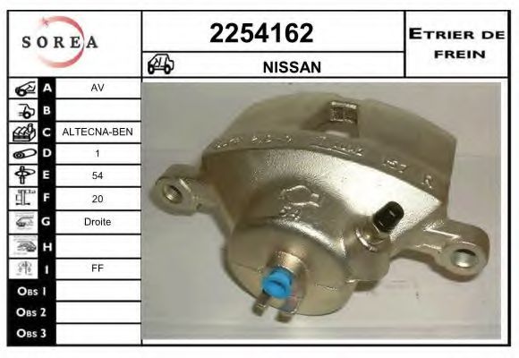 EAI 2254162 Тормозной суппорт для NISSAN PRIMERA (Ниссан Примера) EAI 2254162 Тормозной суппорт для NISSAN PRIMERA (Ниссан Примера)