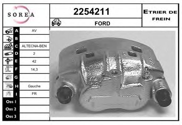 EAI 2254211 Тормозной суппорт для FORD TRANSIT (Форд Трансит) EAI 2254211 Тормозной суппорт для FORD TRANSIT (Форд Трансит)
