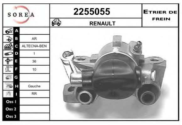 EAI 2255055 Тормозной суппорт для RENAULT SAFRANE (Рено Сафранэ) EAI 2255055 Тормозной суппорт для RENAULT SAFRANE (Рено Сафранэ)