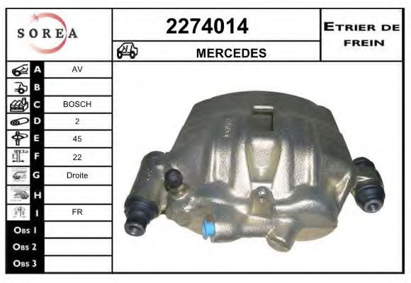 EAI 2274014 Тормозной суппорт для MERCEDESBENZ (Мерседес бенц) EAI 2274014 Тормозной суппорт для MERCEDESBENZ (Мерседес бенц)