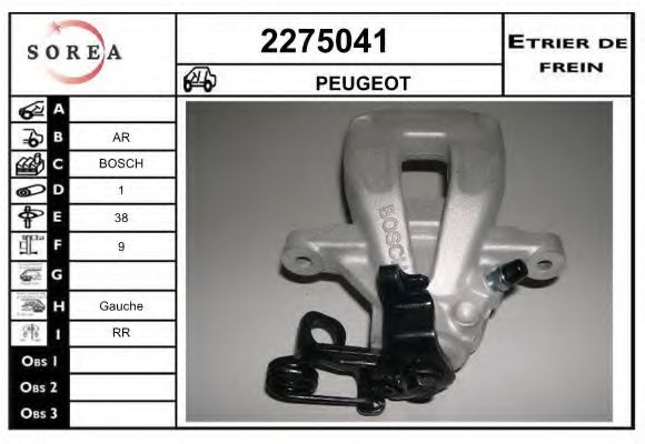 EAI 2275041 Тормозной суппорт для PEUGEOT (Пежо) EAI 2275041 Тормозной суппорт для PEUGEOT (Пежо)