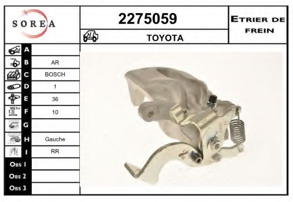 EAI 2275059 Тормозной суппорт для TOYOTA (Тойота/тоета) EAI 2275059 Тормозной суппорт для TOYOTA (Тойота/тоета)