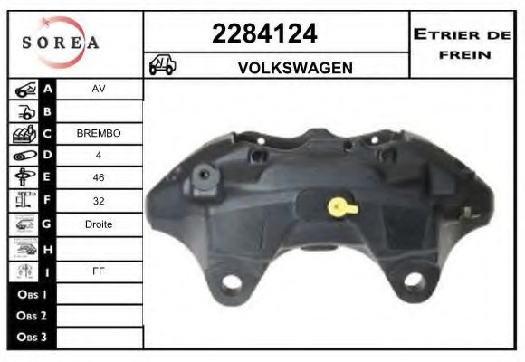 EAI 2284124 Тормозной суппорт для VOLKSWAGEN TOUAREG (Фольксваген Туарег) EAI 2284124 Тормозной суппорт для VOLKSWAGEN TOUAREG (Фольксваген Туарег)