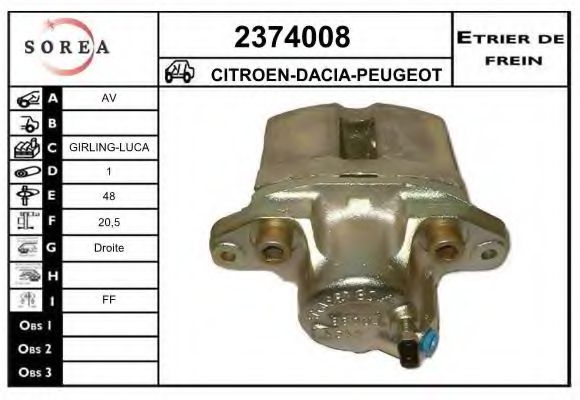 EAI 2374008 Тормозной суппорт для RENAULT MEGANE SCENIC (Рено Меган сценик) EAI 2374008 Тормозной суппорт для RENAULT MEGANE SCENIC (Рено Меган сценик)