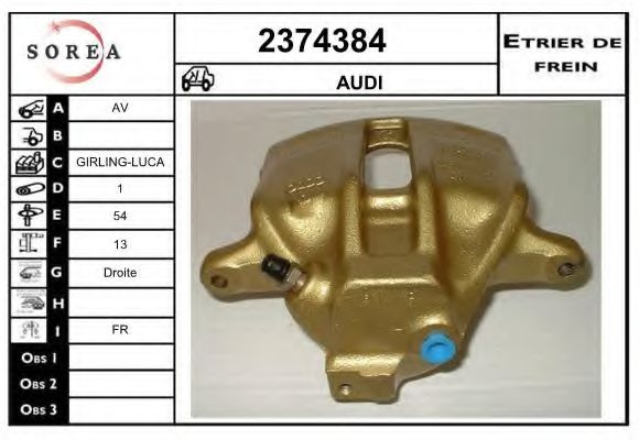 EAI 2374384 Тормозной суппорт для AUDI A4 (Ауди А4) EAI 2374384 Тормозной суппорт для AUDI A4 (Ауди А4)