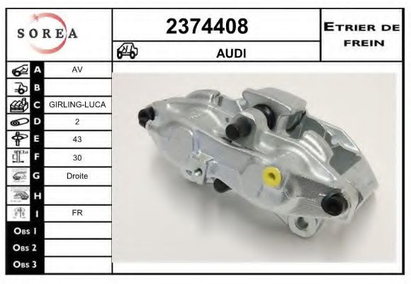 EAI 2374408 Тормозной суппорт для AUDI A8 (Ауди А8) EAI 2374408 Тормозной суппорт для AUDI A8 (Ауди А8)