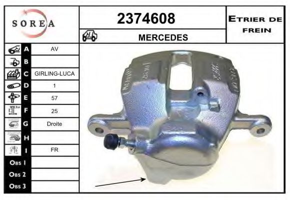 EAI 2374608 Тормозной суппорт для MERCEDES-BENZ C-CLASS SCOUPE (Мэрcэдэс-бэнз С класс сcоупэ) EAI 2374608 Тормозной суппорт для MERCEDES-BENZ C-CLASS SCOUPE (Мэрcэдэс-бэнз С класс сcоупэ)