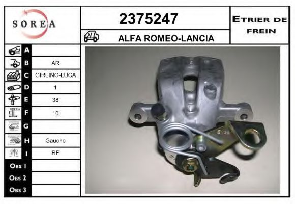 EAI 2375247 Тормозной суппорт для LANCIA LYBRA SW (Лансиа/лянча Либра св) EAI 2375247 Тормозной суппорт для LANCIA LYBRA SW (Лансиа/лянча Либра св)