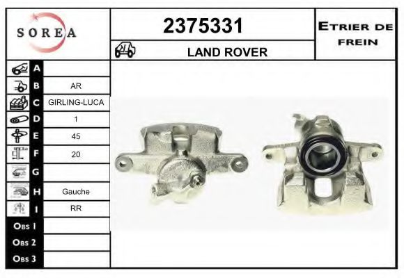 EAI 2375331 Тормозной суппорт для LAND ROVER RANGE ROVER SPORT (Ленд ровер/лэнд ровер Рангэ ровер спорт) EAI 2375331 Тормозной суппорт для LAND ROVER RANGE ROVER SPORT (Ленд ровер/лэнд ровер Рангэ ровер спорт)