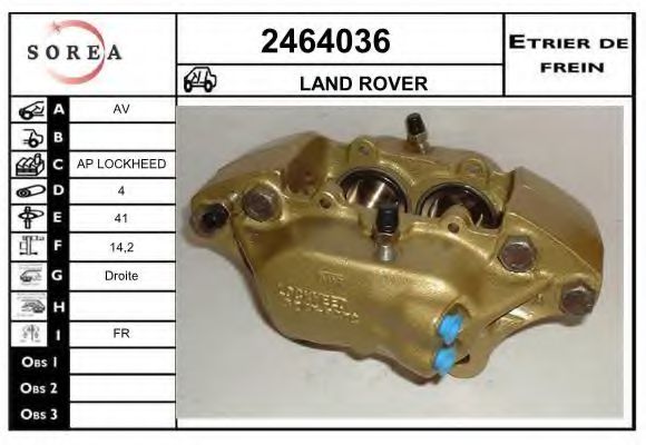 EAI 2464036 Тормозной суппорт для LAND-ROVER (Ланд-ровер) EAI 2464036 Тормозной суппорт для LAND-ROVER (Ланд-ровер)