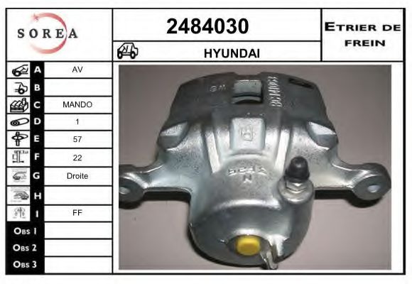 EAI 2484030 Тормозной суппорт для HYUNDAI SONATA III (Хендай Соната 3) EAI 2484030 Тормозной суппорт для HYUNDAI SONATA III (Хендай Соната 3)