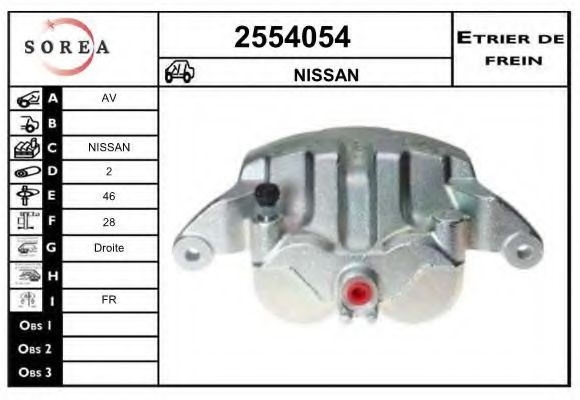 EAI 2554054 Тормозной суппорт для NISSAN NP300 (Ниссан Нп300) EAI 2554054 Тормозной суппорт для NISSAN NP300 (Ниссан Нп300)