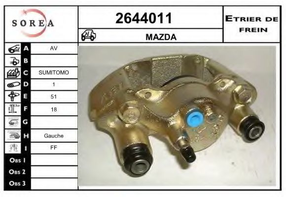 EAI 2644011 Тормозной суппорт для MAZDA 323 III (Мазда 323 3) EAI 2644011 Тормозной суппорт для MAZDA 323 III (Мазда 323 3)
