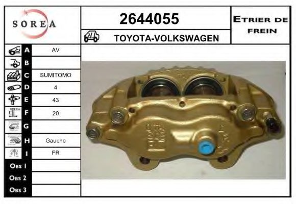 EAI 2644055 Тормозной суппорт для TOYOTA HILUX II (Тойота/тоета Хилуx 2) EAI 2644055 Тормозной суппорт для TOYOTA HILUX II (Тойота/тоета Хилуx 2)