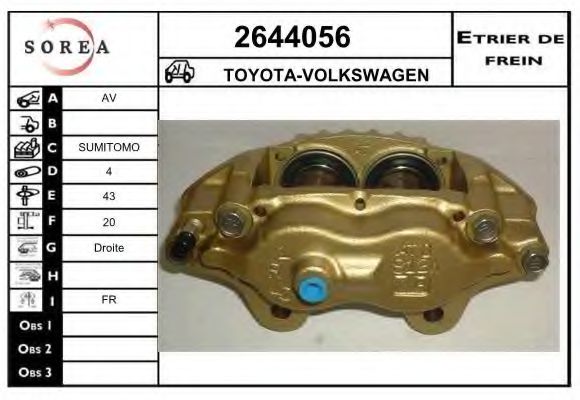 EAI 2644056 Тормозной суппорт для TOYOTA HILUX II (Тойота/тоета Хилуx 2) EAI 2644056 Тормозной суппорт для TOYOTA HILUX II (Тойота/тоета Хилуx 2)