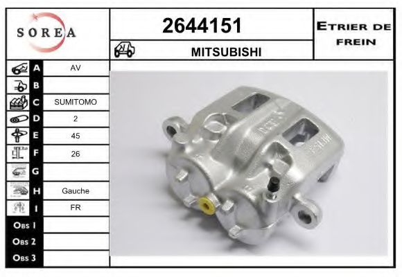 EAI 2644151 Тормозной суппорт для MITSUBISHI PAJERO FULL IV (Митсубиши/митсубиси Пажэро фулл иv) EAI 2644151 Тормозной суппорт для MITSUBISHI PAJERO FULL IV (Митсубиши/митсубиси Пажэро фулл иv)