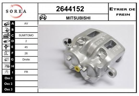 EAI 2644152 Тормозной суппорт для MITSUBISHI PAJERO FULL IV (Митсубиши/митсубиси Пажэро фулл иv) EAI 2644152 Тормозной суппорт для MITSUBISHI PAJERO FULL IV (Митсубиши/митсубиси Пажэро фулл иv)