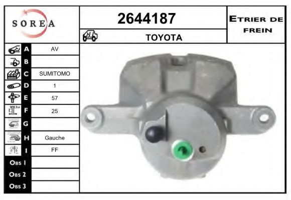 EAI 2644187 Тормозной суппорт для LEXUS (Лексус) EAI 2644187 Тормозной суппорт для LEXUS (Лексус)