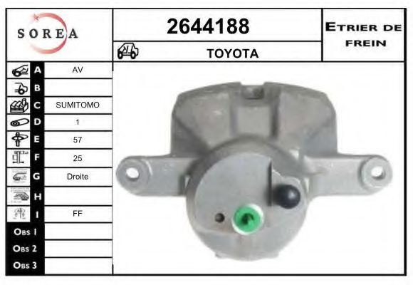EAI 2644188 Тормозной суппорт для LEXUS (Лексус) EAI 2644188 Тормозной суппорт для LEXUS (Лексус)