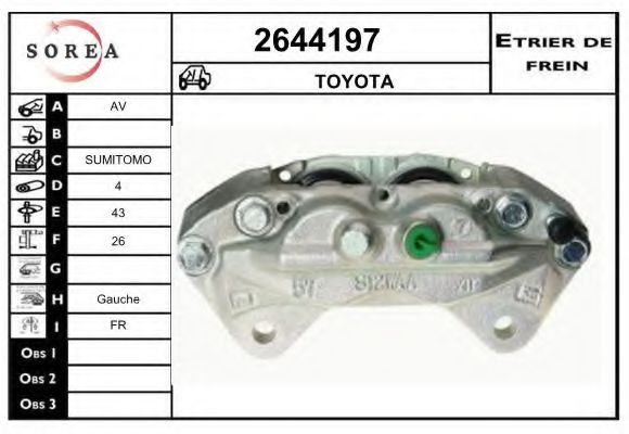 EAI 2644197 Тормозной суппорт для TOYOTA HILUX III (Тойота/тоета Хилуx 3) EAI 2644197 Тормозной суппорт для TOYOTA HILUX III (Тойота/тоета Хилуx 3)