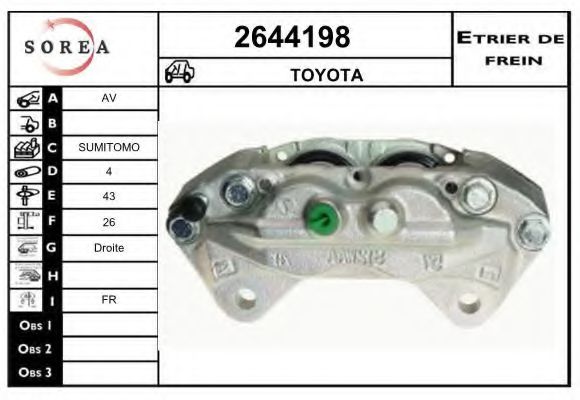 EAI 2644198 Тормозной суппорт для TOYOTA HILUX III (Тойота/тоета Хилуx 3) EAI 2644198 Тормозной суппорт для TOYOTA HILUX III (Тойота/тоета Хилуx 3)