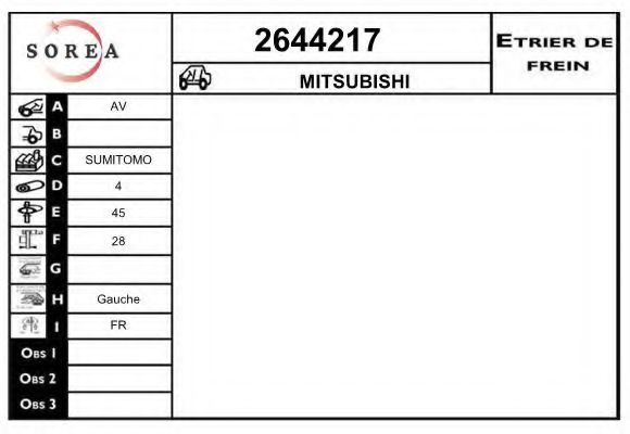 EAI 2644217 Тормозной суппорт для MITSUBISHI PAJERO FULL IV (Митсубиши/митсубиси Пажэро фулл иv) EAI 2644217 Тормозной суппорт для MITSUBISHI PAJERO FULL IV (Митсубиши/митсубиси Пажэро фулл иv)