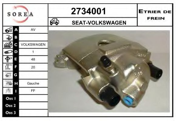 EAI 2734001 Тормозной суппорт для VOLKSWAGEN SCIROCCO (Фольксваген Сcироccо) EAI 2734001 Тормозной суппорт для VOLKSWAGEN SCIROCCO (Фольксваген Сcироccо)