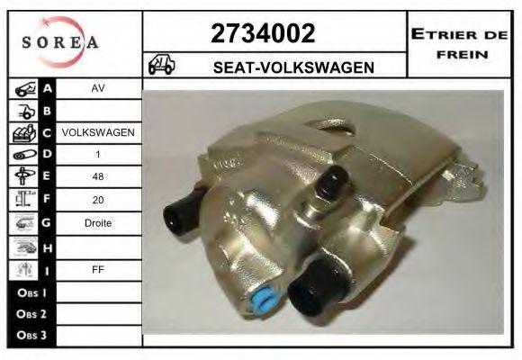 EAI 2734002 Тормозной суппорт для VOLKSWAGEN SCIROCCO (Фольксваген Сcироccо) EAI 2734002 Тормозной суппорт для VOLKSWAGEN SCIROCCO (Фольксваген Сcироccо)
