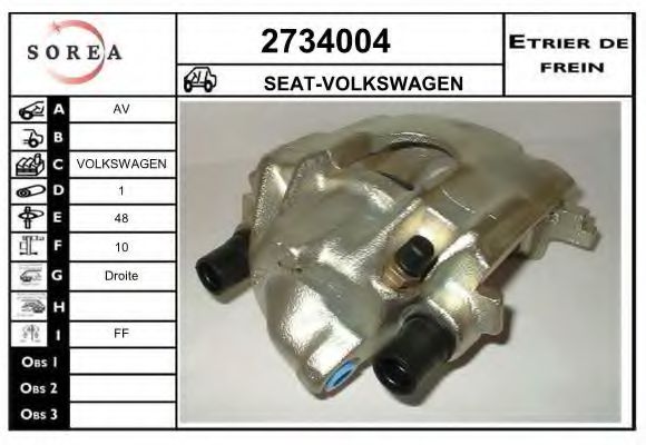 EAI 2734004 Тормозной суппорт для VOLKSWAGEN DERBY (Фольксваген Дэрбъ) EAI 2734004 Тормозной суппорт для VOLKSWAGEN DERBY (Фольксваген Дэрбъ)