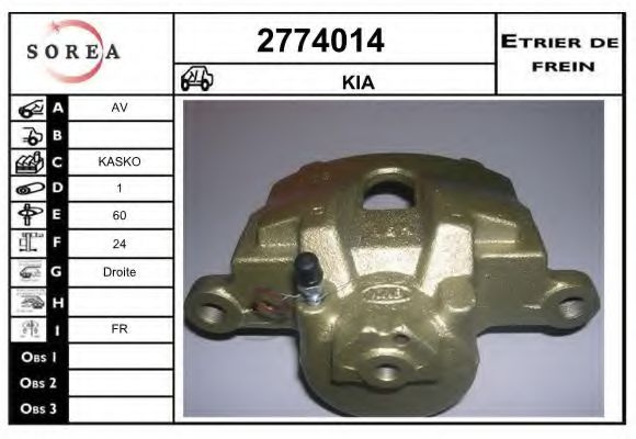 EAI 2774014 Тормозной суппорт для KIA BONGO (Киа Бонго) EAI 2774014 Тормозной суппорт для KIA BONGO (Киа Бонго)