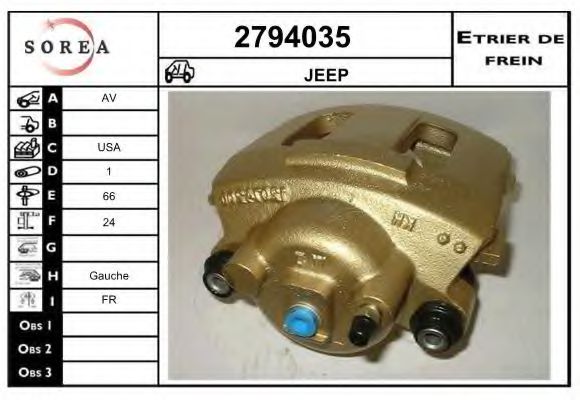 EAI 2794035 Тормозной суппорт для JEEP WRANGLER / TJ II (Джип Вранглэр / тж 2) EAI 2794035 Тормозной суппорт для JEEP WRANGLER / TJ II (Джип Вранглэр / тж 2)