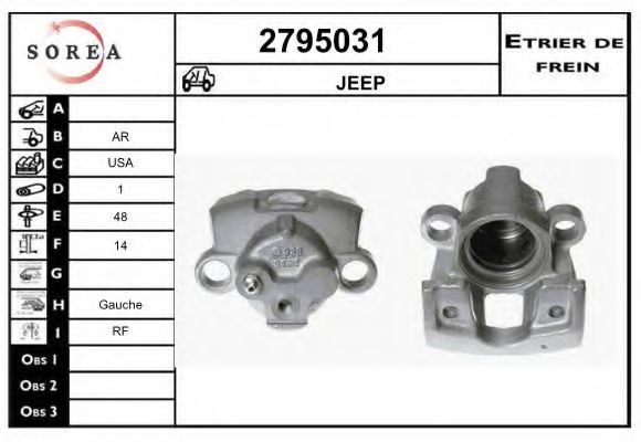 EAI 2795031 Тормозной суппорт для JEEP GRAND CHEROKEE III (Джип Гранд чироки 3) EAI 2795031 Тормозной суппорт для JEEP GRAND CHEROKEE III (Джип Гранд чироки 3)