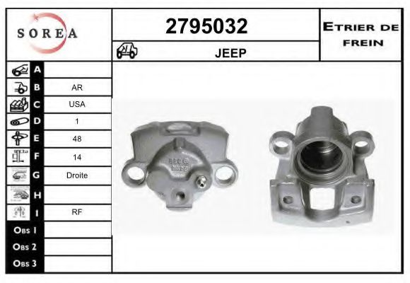 EAI 2795032 Тормозной суппорт для JEEP GRAND CHEROKEE III (Джип Гранд чироки 3) EAI 2795032 Тормозной суппорт для JEEP GRAND CHEROKEE III (Джип Гранд чироки 3)