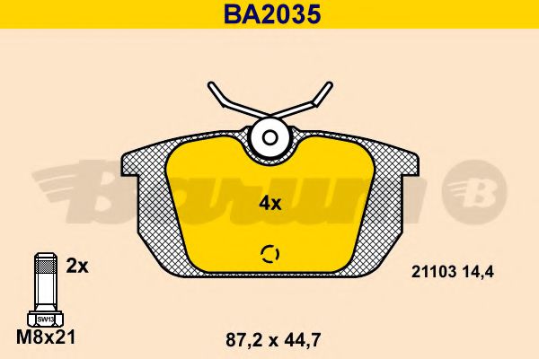 BARUM BA2035 Тормозные колодки для FIAT (Фиат) BARUM BA2035 Тормозные колодки для FIAT (Фиат)