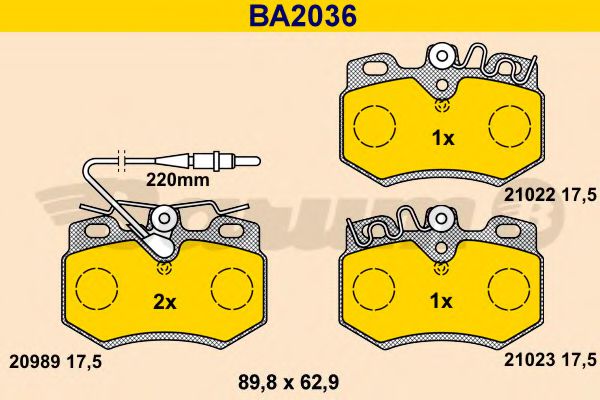 BARUM BA2036 Тормозные колодки для PEUGEOT 205 II (Пежо 205 2) BARUM BA2036 Тормозные колодки для PEUGEOT 205 II (Пежо 205 2)