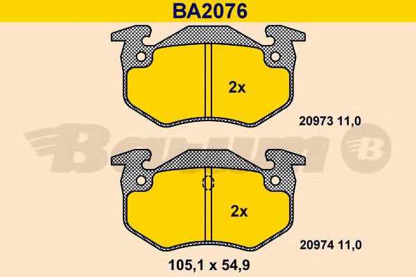 BARUM BA2076 Тормозные колодки для PEUGEOT 205 I (Пежо 205 и) BARUM BA2076 Тормозные колодки для PEUGEOT 205 I (Пежо 205 и)