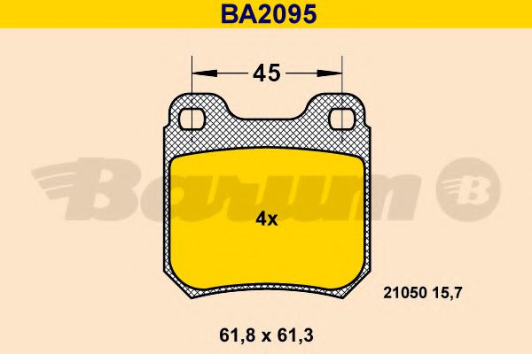 BARUM BA2095 Тормозные колодки для OPEL OMEGA A (Опель Омэга а) BARUM BA2095 Тормозные колодки для OPEL OMEGA A (Опель Омэга а)