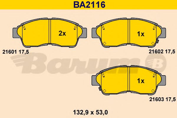 BARUM BA2116 Тормозные колодки для TOYOTA CARINA E (Тойота/тоета Карина е) BARUM BA2116 Тормозные колодки для TOYOTA CARINA E (Тойота/тоета Карина е)