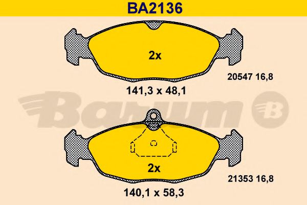 BARUM BA2136 Тормозные колодки для DAEWOO (Дэу) BARUM BA2136 Тормозные колодки для DAEWOO (Дэу)