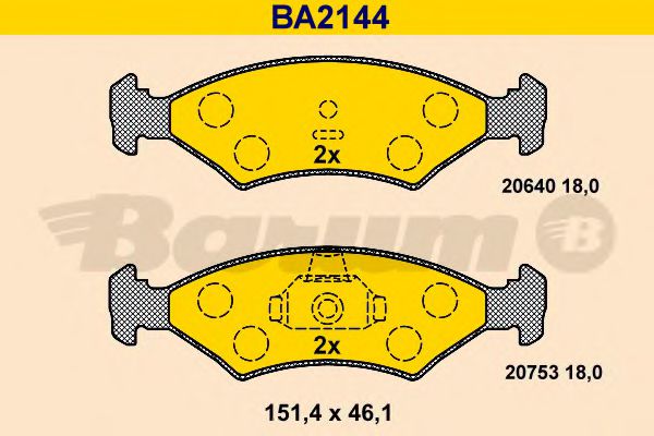 BARUM BA2144 Тормозные колодки для FORD FIESTA (Форд Фиэста) BARUM BA2144 Тормозные колодки для FORD FIESTA (Форд Фиэста)