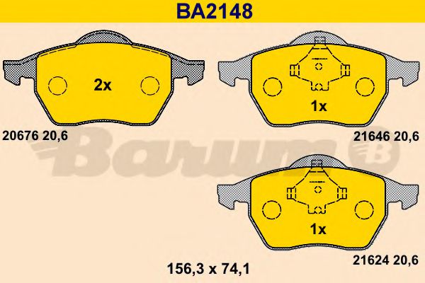 BARUM BA2148 Тормозные колодки для VOLKSWAGEN (Фольксваген) BARUM BA2148 Тормозные колодки для VOLKSWAGEN (Фольксваген)