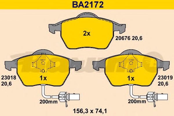 BARUM BA2172 Тормозные колодки для VOLKSWAGEN (Фольксваген) BARUM BA2172 Тормозные колодки для VOLKSWAGEN (Фольксваген)