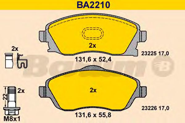 BARUM BA2210 Тормозные колодки для OPEL VITA C (Опель Vита c) BARUM BA2210 Тормозные колодки для OPEL VITA C (Опель Vита c)