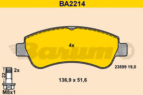 BARUM BA2214 Тормозные колодки для PEUGEOT 207 (Пежо 207) BARUM BA2214 Тормозные колодки для PEUGEOT 207 (Пежо 207)