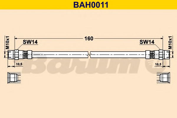 BARUM BAH0011 Тормозной шланг для VOLKSWAGEN SANTANA (Фольксваген Сантана) BARUM BAH0011 Тормозной шланг для VOLKSWAGEN SANTANA (Фольксваген Сантана)