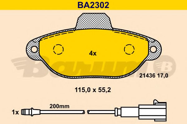 BARUM BA2302 Тормозные колодки для FIAT 500 (Фиат 500) BARUM BA2302 Тормозные колодки для FIAT 500 (Фиат 500)