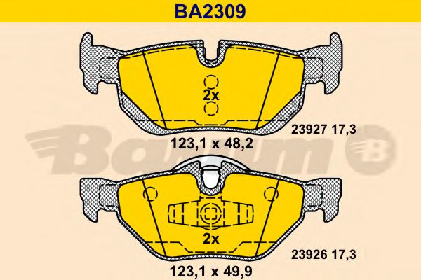 BARUM BA2309 Тормозные колодки для BMW (Бмв) BARUM BA2309 Тормозные колодки для BMW (Бмв)