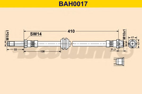 BARUM BAH0017 Тормозной шланг для BMW (Бмв) BARUM BAH0017 Тормозной шланг для BMW (Бмв)