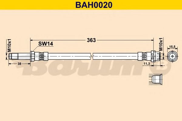 BARUM BAH0020 Тормозной шланг для MERCEDES-BENZ SPRINTER 3-T (Мэрcэдэс-бэнз Спринтэр 3-т) BARUM BAH0020 Тормозной шланг для MERCEDES-BENZ SPRINTER 3-T (Мэрcэдэс-бэнз Спринтэр 3-т)