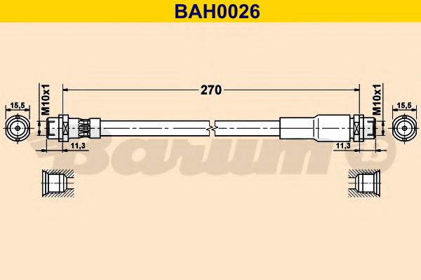 BARUM BAH0026 Тормозной шланг для AUDI A6 (Ауди А6) BARUM BAH0026 Тормозной шланг для AUDI A6 (Ауди А6)